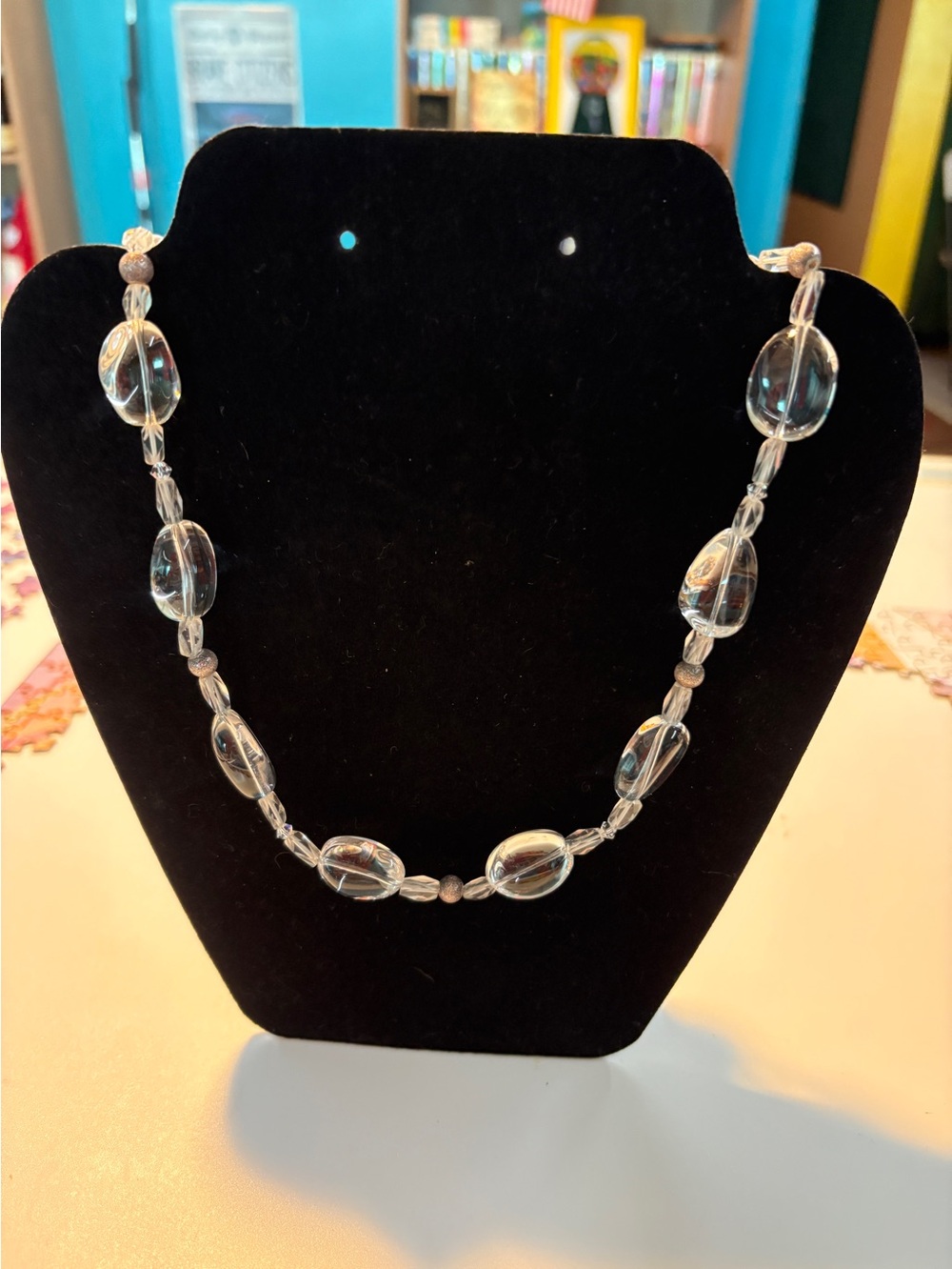 Clear Glass Bead Necklace - Women Jewelry